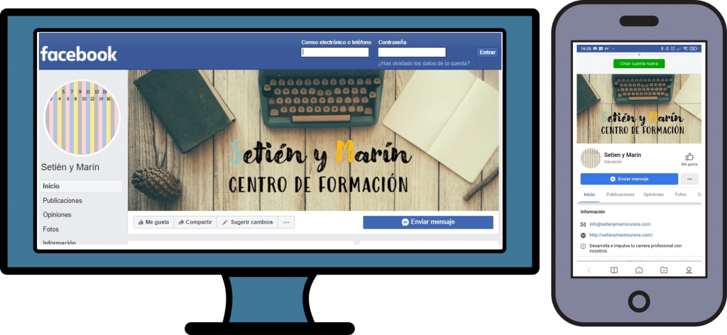 Vista de la foto de perfil de Facebook desde el ordenador (izquierda) y smartphone (derecha) Vista de la foto de perfil de Facebook desde el ordenador (izquierda) y smartphone (derecha)