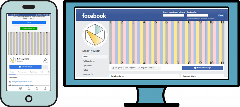 pruebas de tamaño de imágenes en Facebook en smartphone y PC
