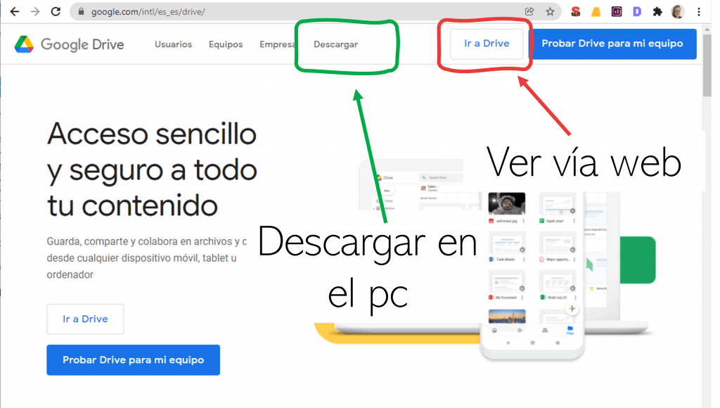 servicios de google descarga de escritorio de google drive