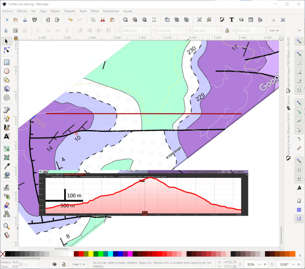 Vectorización manual del perfil topográfico