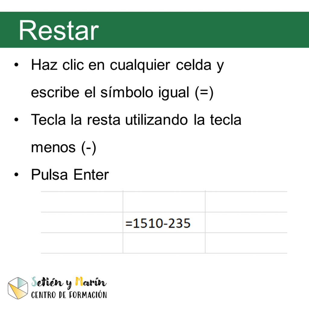como restar en excel