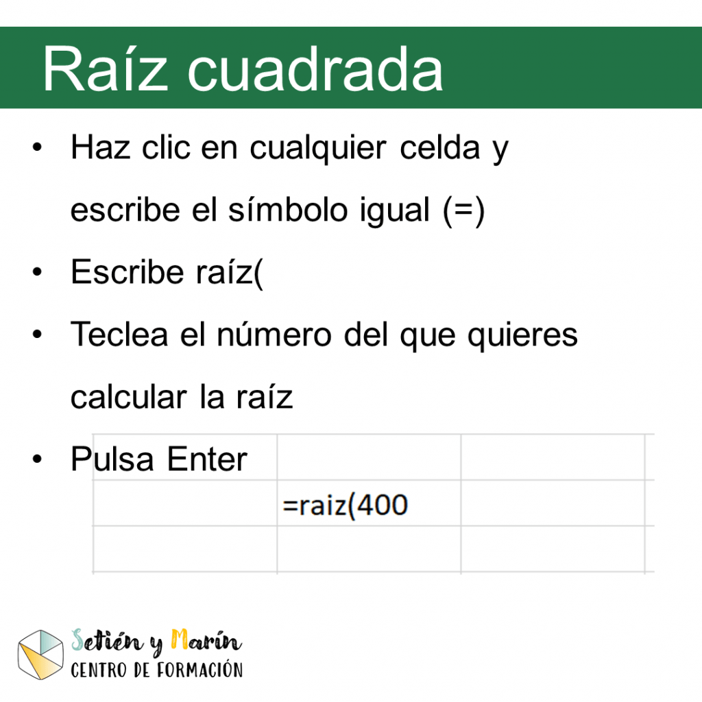 como calcular la raiz cuadrada en excel