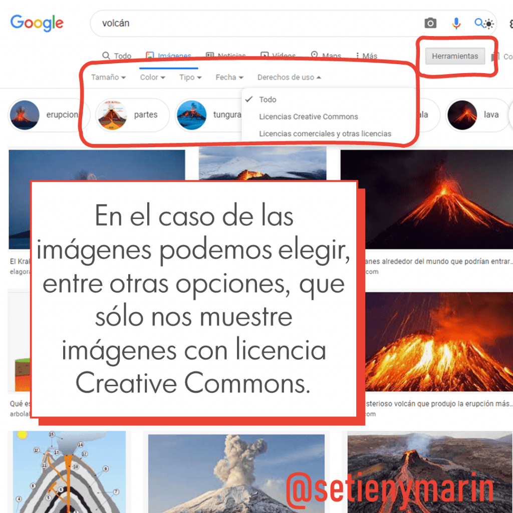 Herramientas para imágenes en la barra de filtros de búsqueda de Google Search