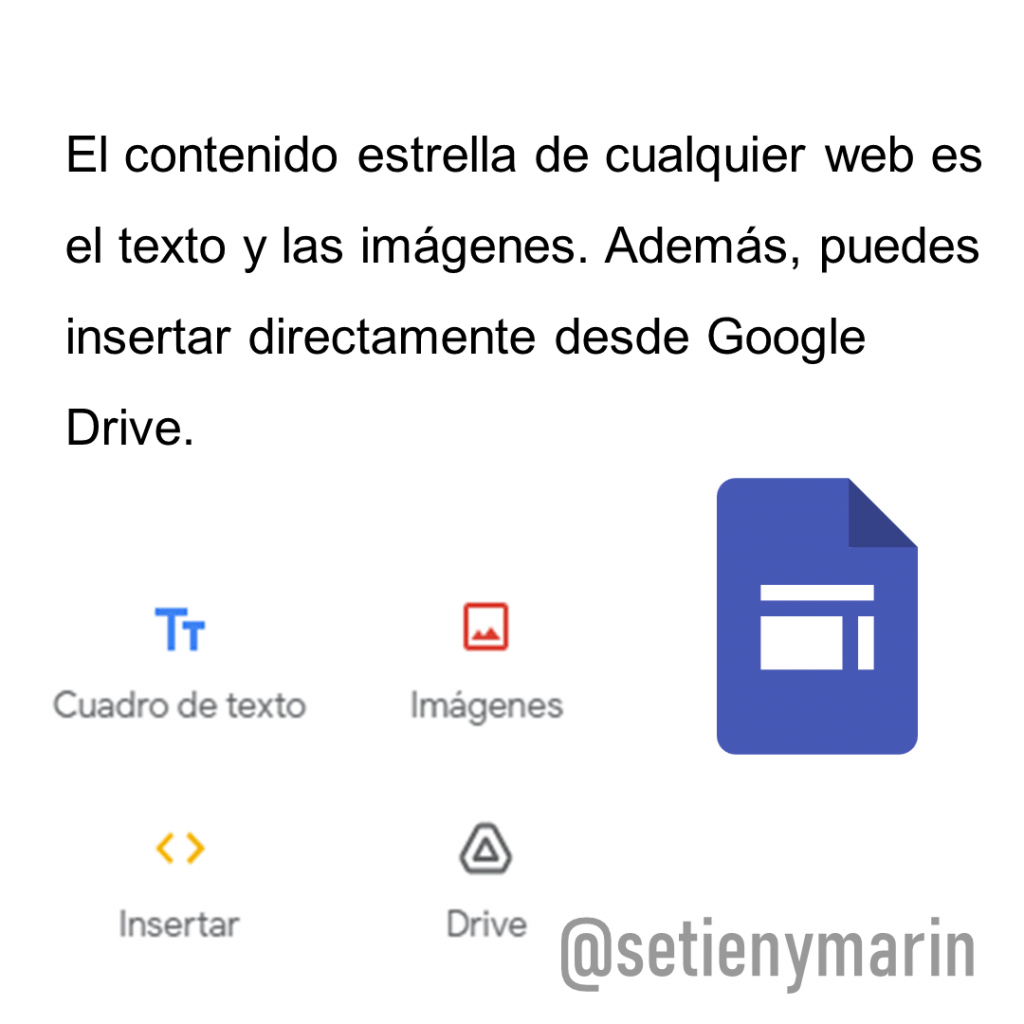el contenido estrella de cualquier web es el texto y las imágenes. pero para personalizar google sites hace falta saber todos los tipos de contenido que se puede añadir.