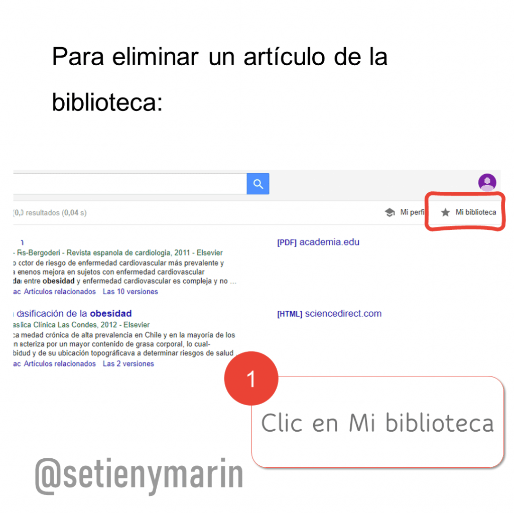eliminar un articulo de la biblioteca de google académico El primer paso para eliminar un artículo es hacer clic en mi biblioteca