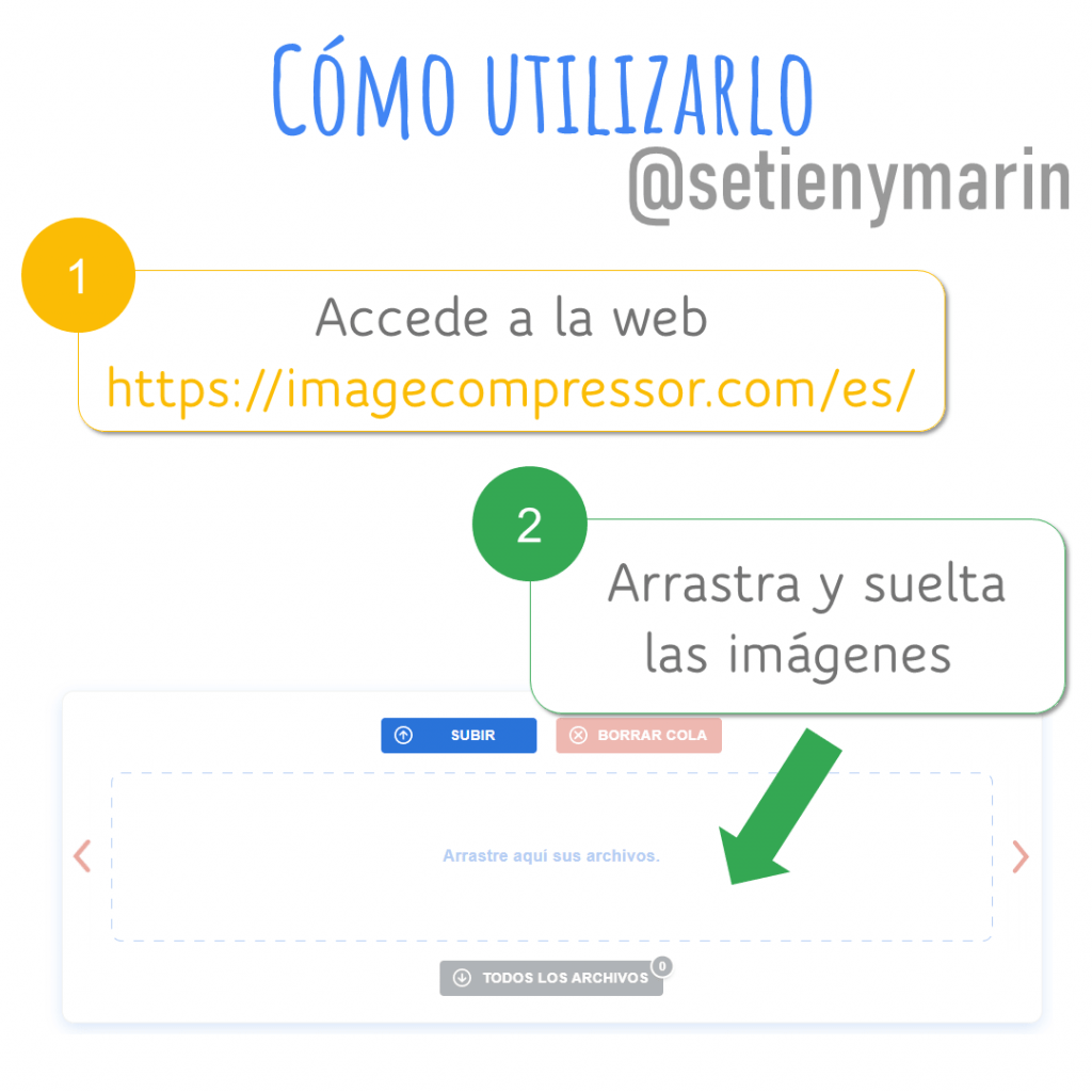 como acceder a la web de optimiza y como subir las imágenes a optimizar