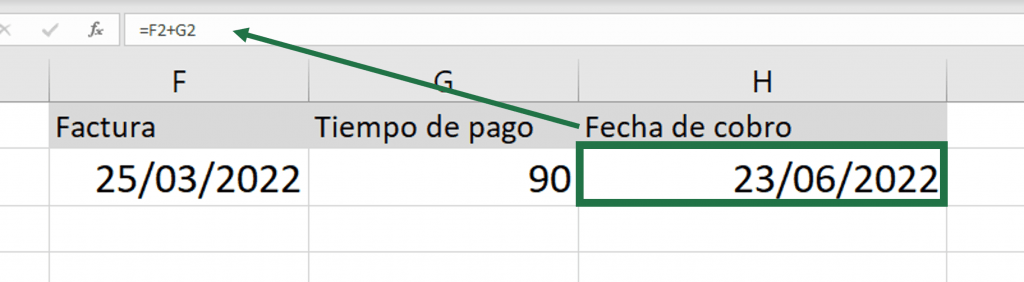 formula para sumar fechas en excel