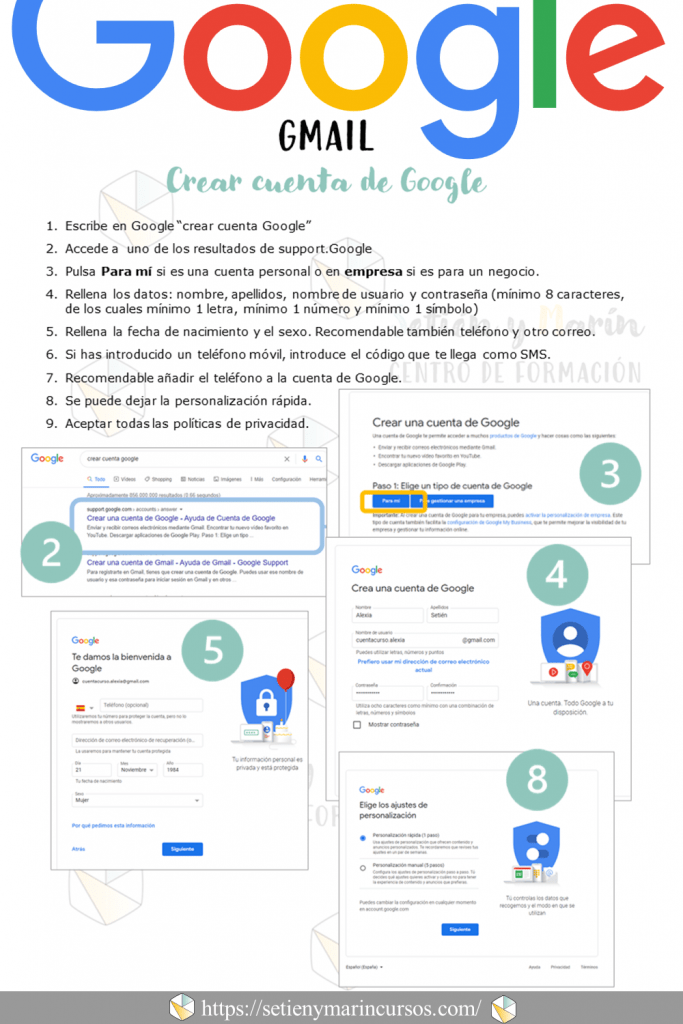 PDF descargable con los 9 pasos para crear cuenta en Gmail ahora, fácil y rápido.