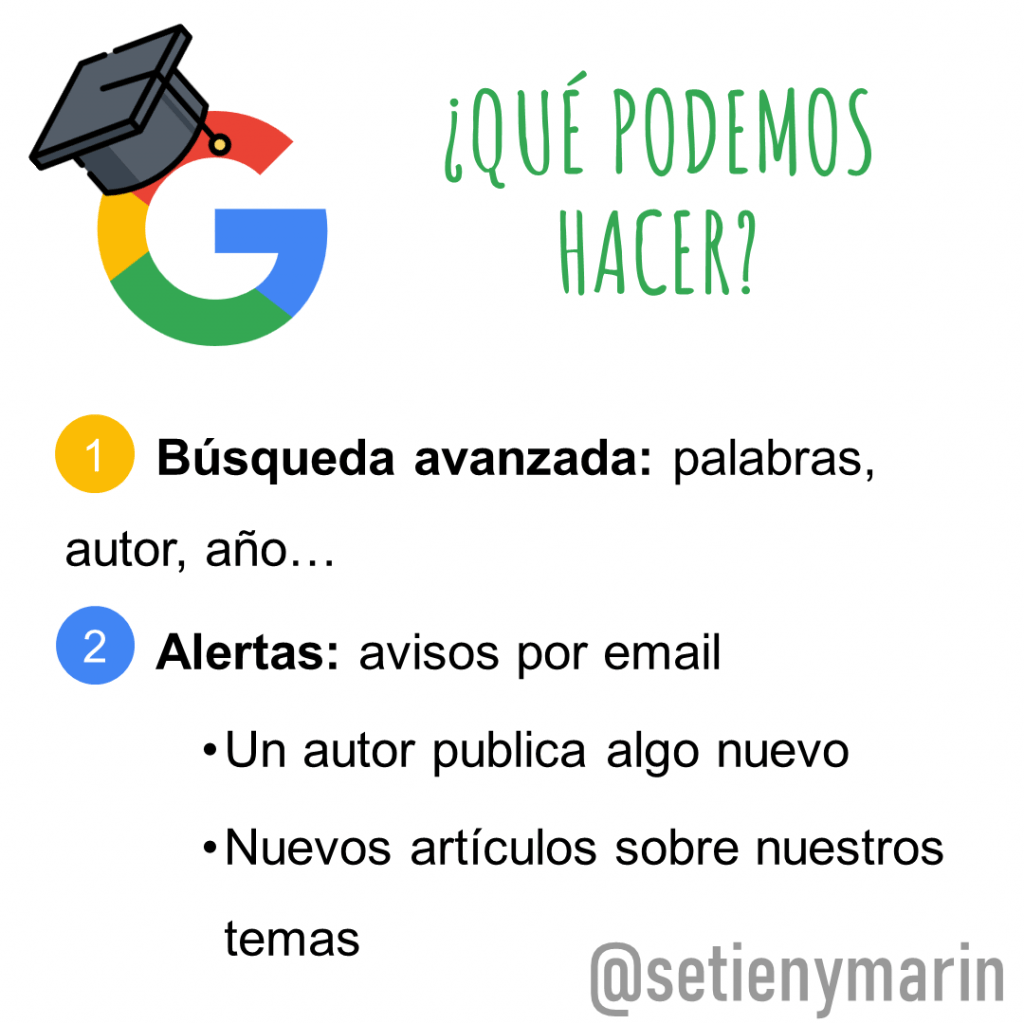 Que podemos hacer en google academico: busqueda avanzada y alertas