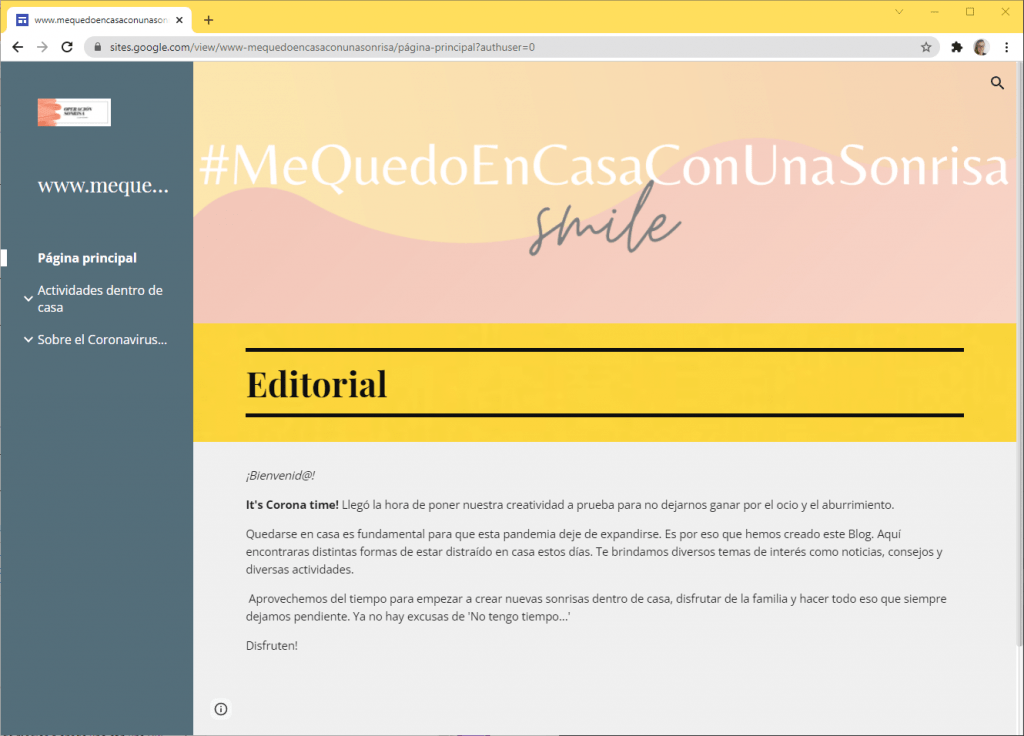 Otro ejemplo de Google sites para uso educativo