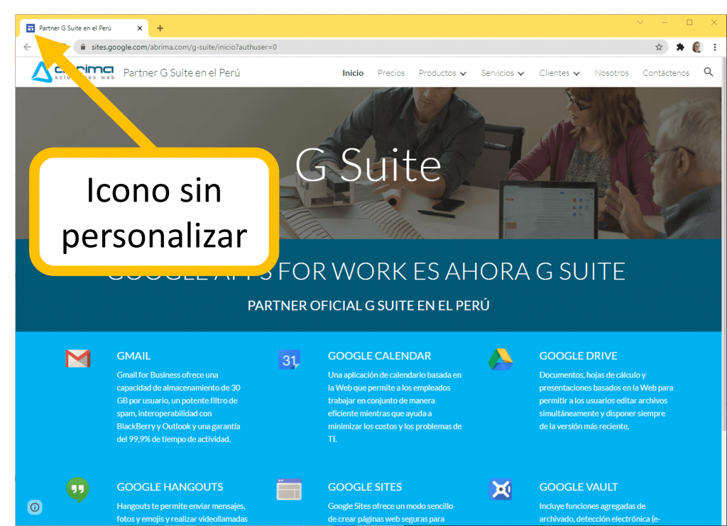 Muestra de que no saber usar correctamente google Sites te hace tener páginas que no tienen un acabado profesional