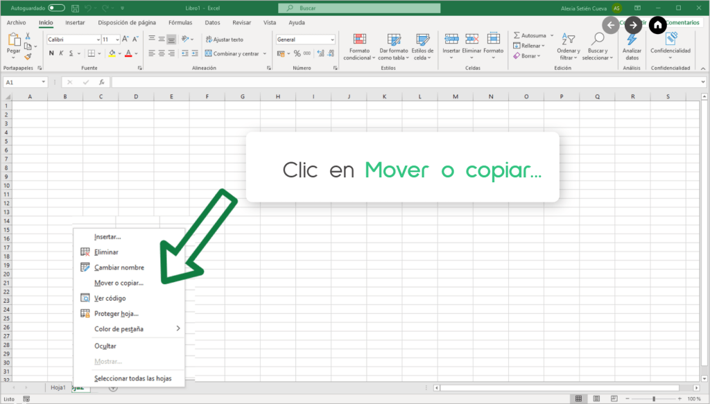 Lección 2. Trabajar con hojas. Mover o copiar...