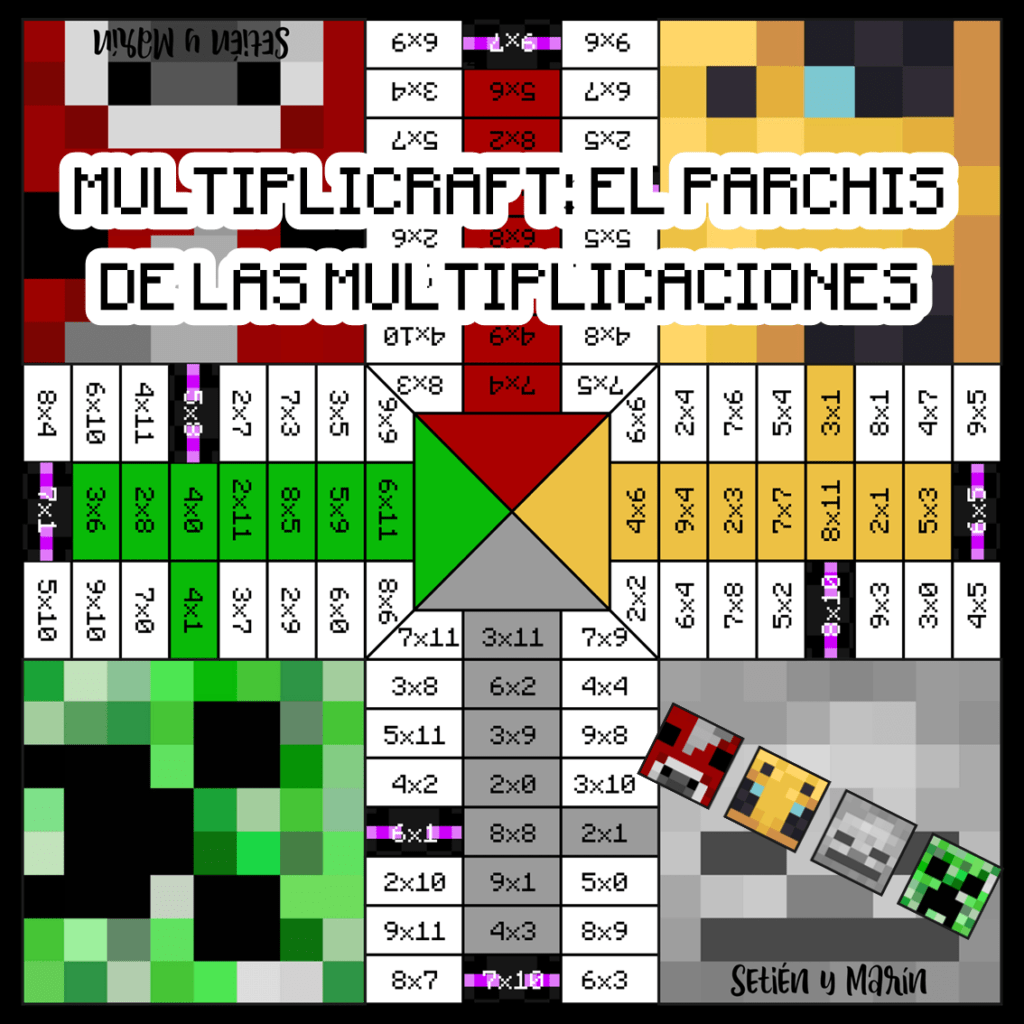 ¡MULTIPLICRAFT, el juego para practicar las tablas de multiplicar inspirado en Minecraft! Descarga el tablero y las fichas y diviértete aprendiendo.