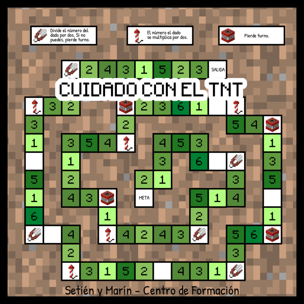 ¡CUIDADO CON EL TNT! Un juego para primaria para practicar doble y mitad inspirado en Minecraft! Descarga el tablero y diviértete aprendiendo.
