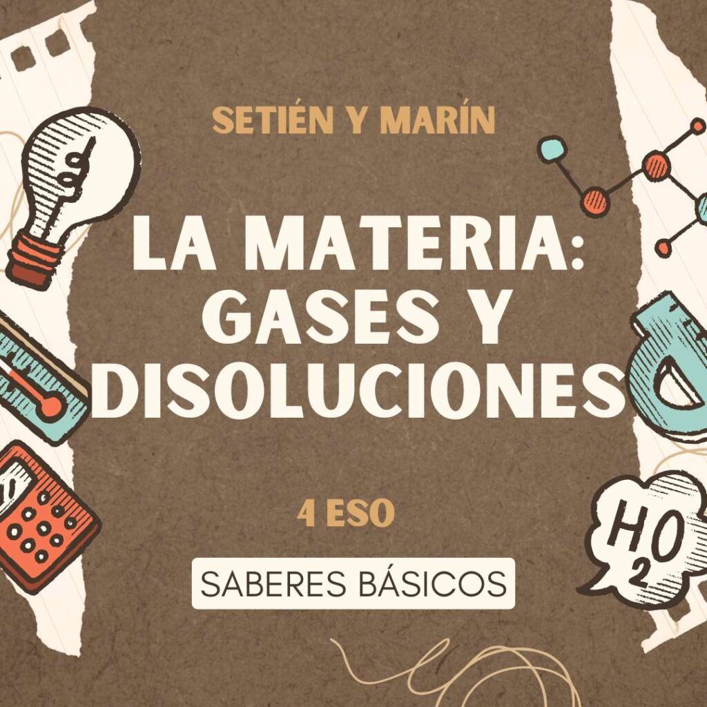 Gases y disoluciones: leyes de los gases, ecuación de estado, teoría cinética y concentración de disoluciones con ejemplos prácticos.