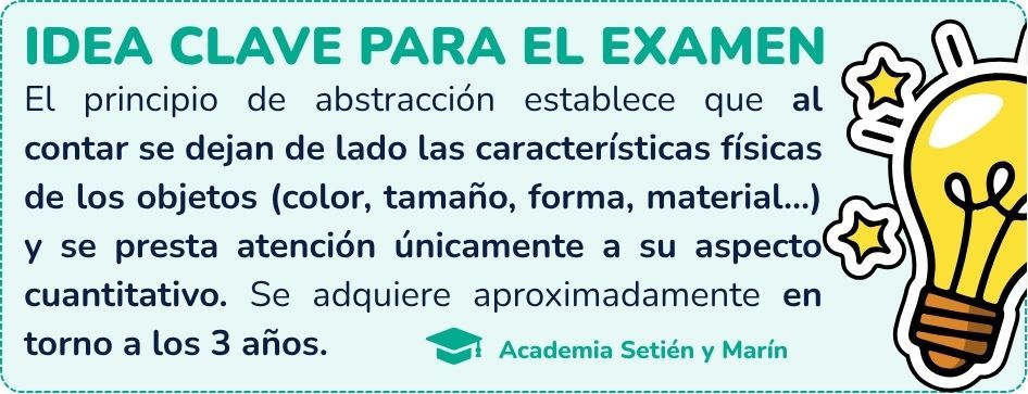 Idea clave del principio de abstracción: las características físicas de los objetos no determinan la cantidad